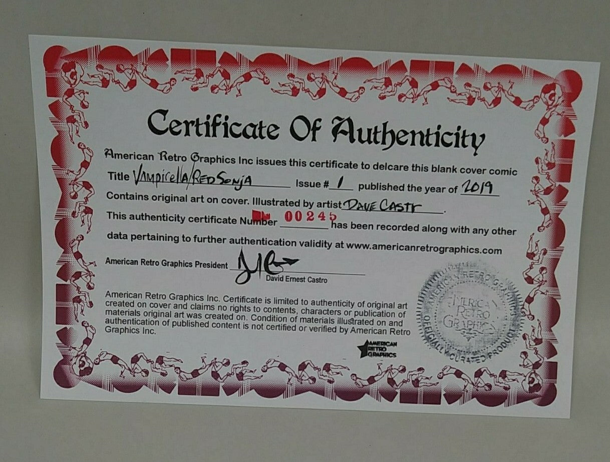 Vampirella Red Sonja #1 (2019) Dynamite Sketch Cover Comic W Original DCastr Art