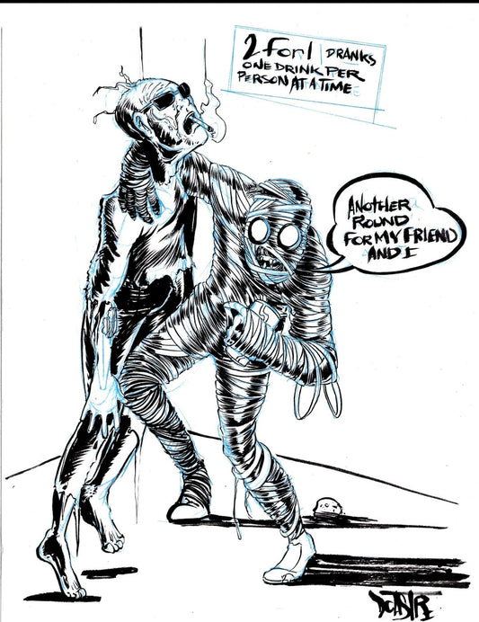 Potato Mummy 9 x 12" Original Dave Castr Ink Illustration Art W ARG COA #65