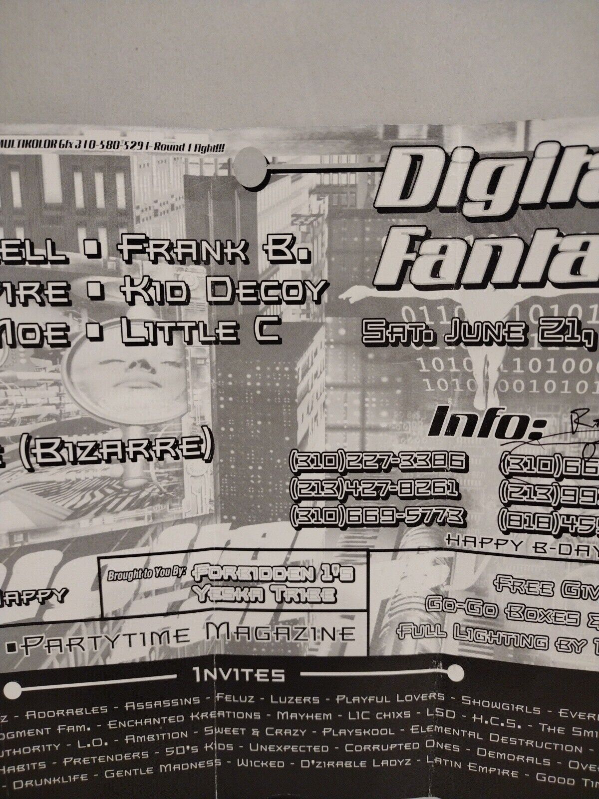 Digital Fantasy 2 1997 Los Angeles Underground Party Flyer 8.5 X 11 Party Crews