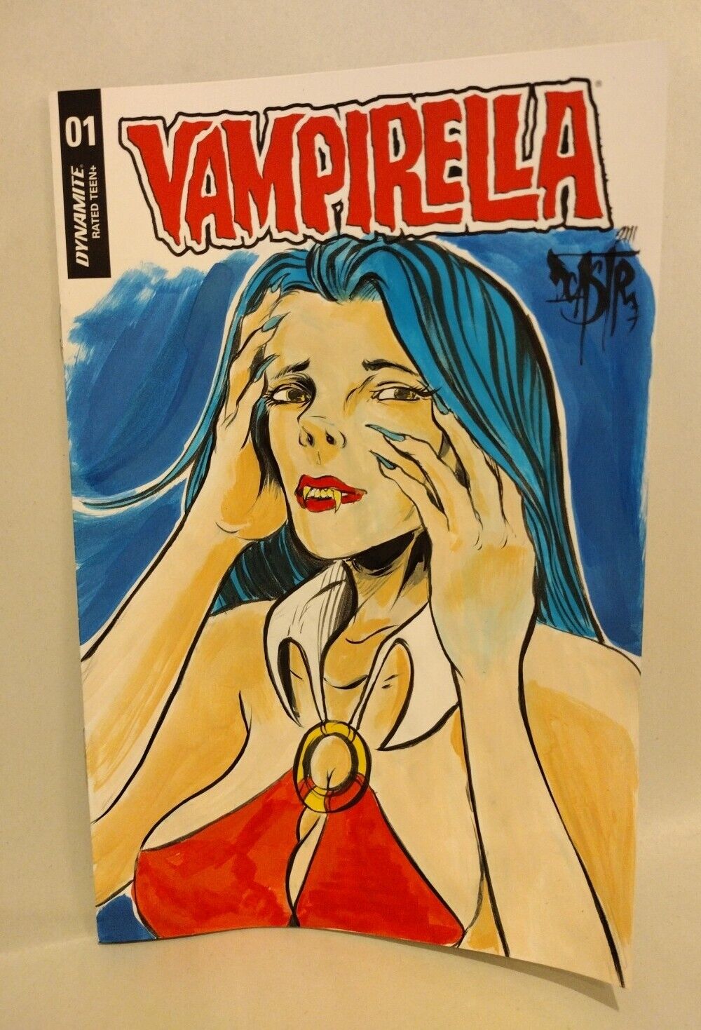 Vampirella #1 (2019) Dynamite Sketch Variant Comic W Original Dave Castr Art COA