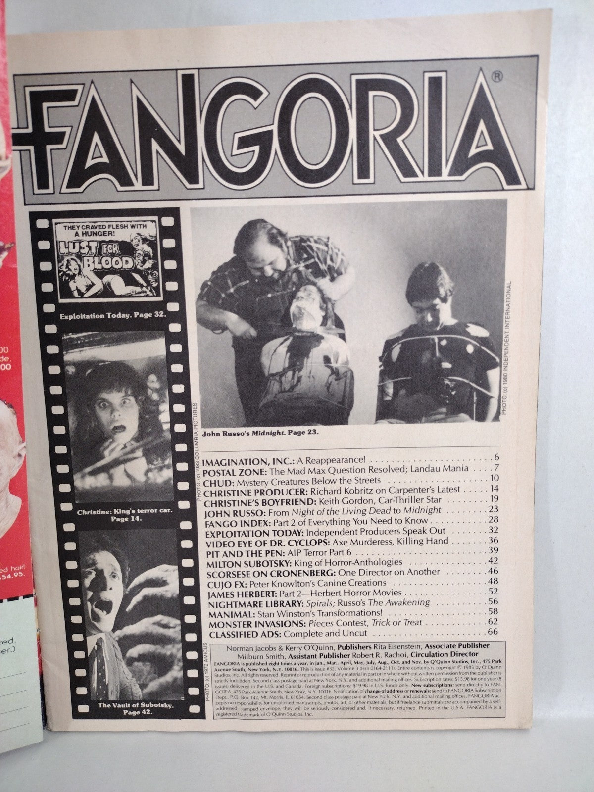 FANGORIA Magazine #32 (1984) Friday The 13th Poster Christine CHUD Cujo GD