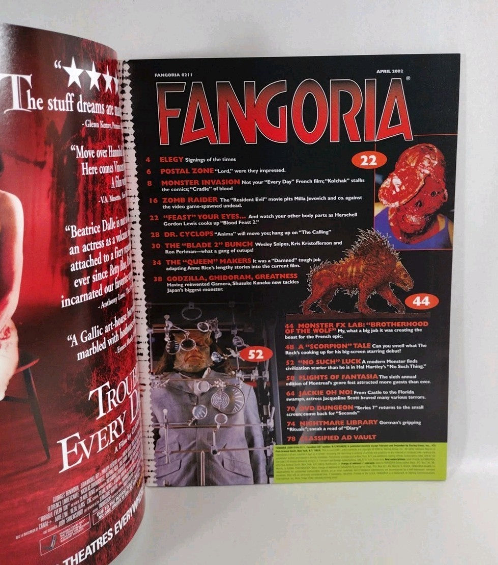 FANGORIA Magazine #211 (2002) Blade 2 Godzilla Resident Evil Blood Feast 2 VF
