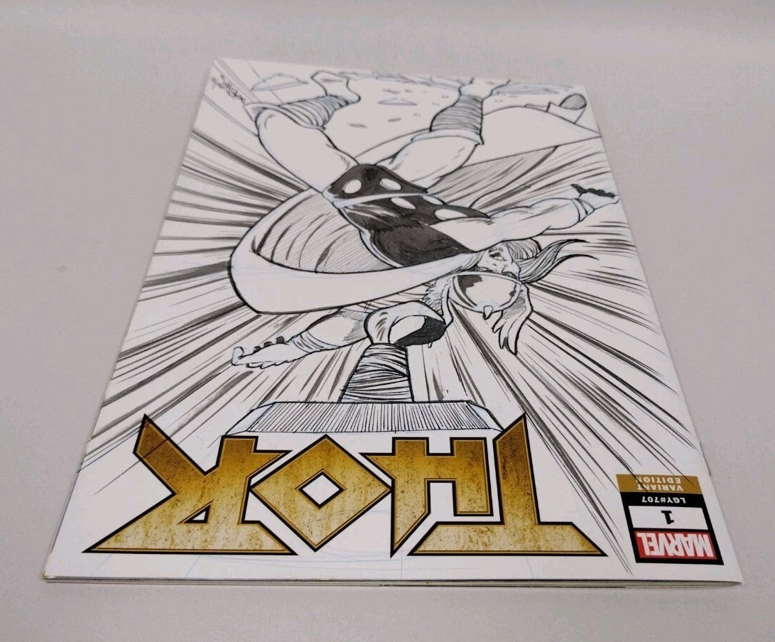 THOR #1 LGY #70 (2018) Marvel Sketch Cover Comic w Original Art Dave Castr 