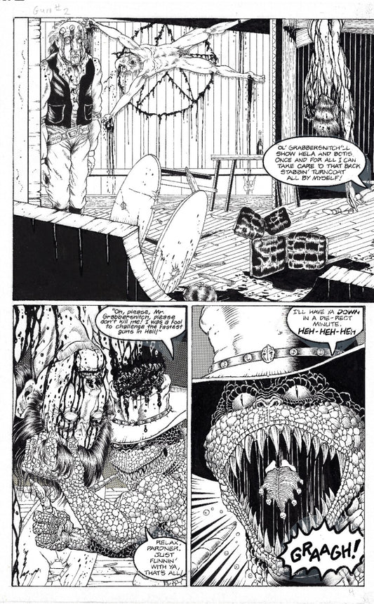 Original Joe Vigil Gunfighters In Hell Comic Art Pg 4 Issue 2 Pasted Letters