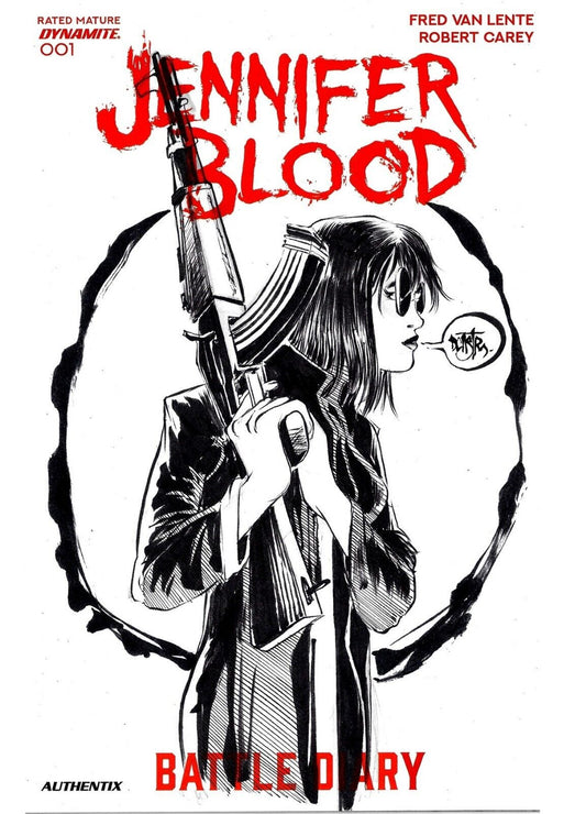 JENNIFER BLOOD Battle Diary #1 Dynamite Sketch Cover W Original Dave Castr Art