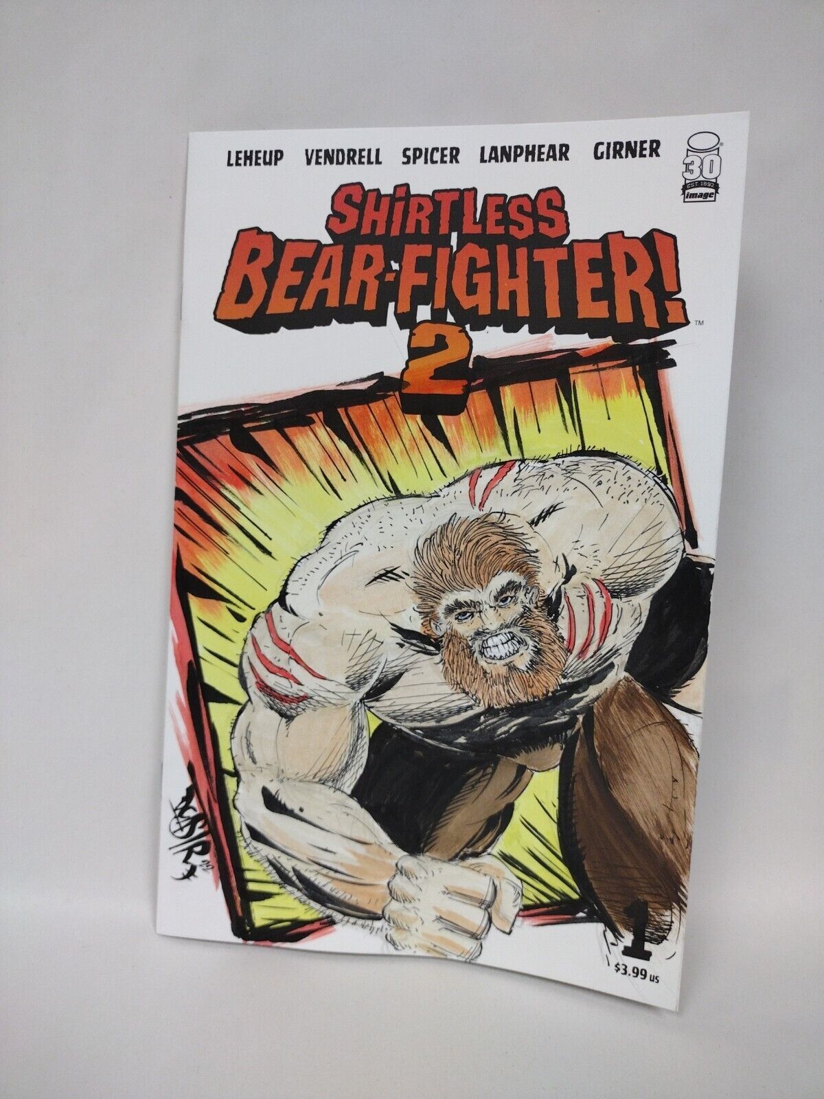 Shirtless Bear-Fighter 2 #1 (Of 7) Blank Sketch Cover W ORIGINAL ART DCASTR 