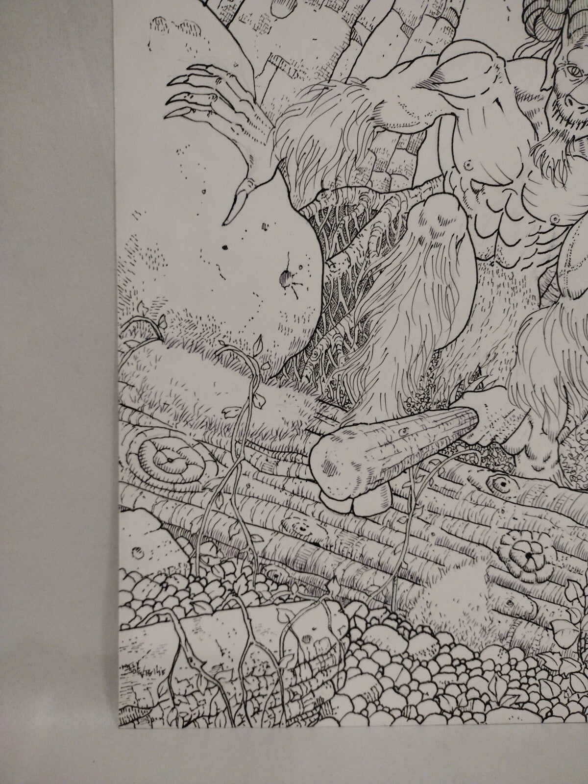 Joe Vigil Original Inked Illustration Krampus Demon In Ruins 11 X 17 Signed