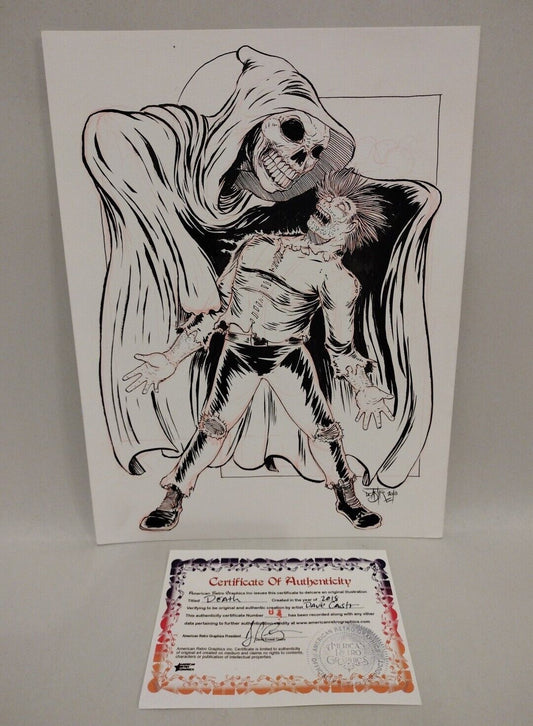 Dave Castr "Death" 9x 12" Original Grimm Reaper Illustration Art Sealed W COA