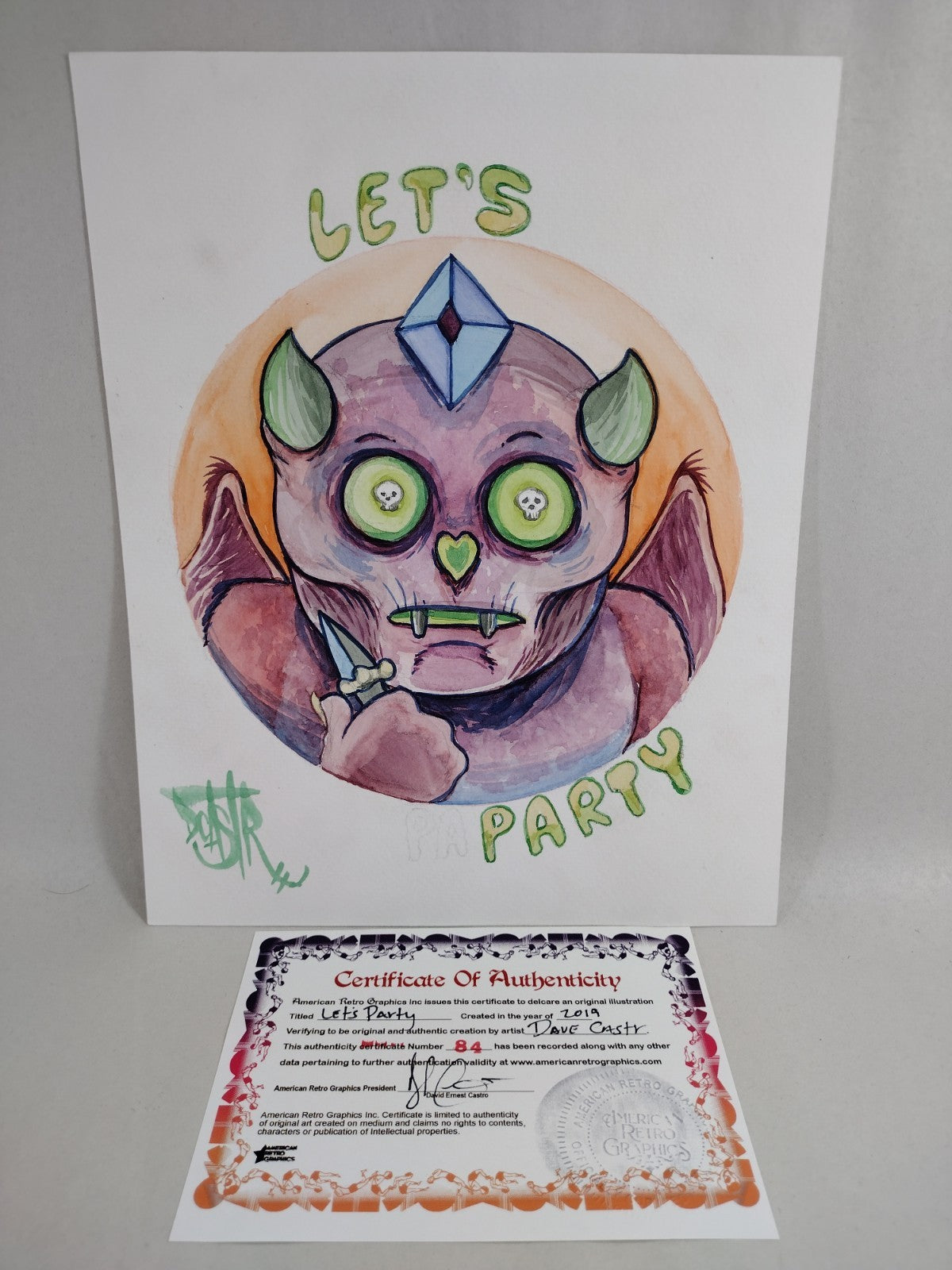 Let’s Party 8 X 10” Original (2019) Dave Castr Watercolor Art W ARG COA #84