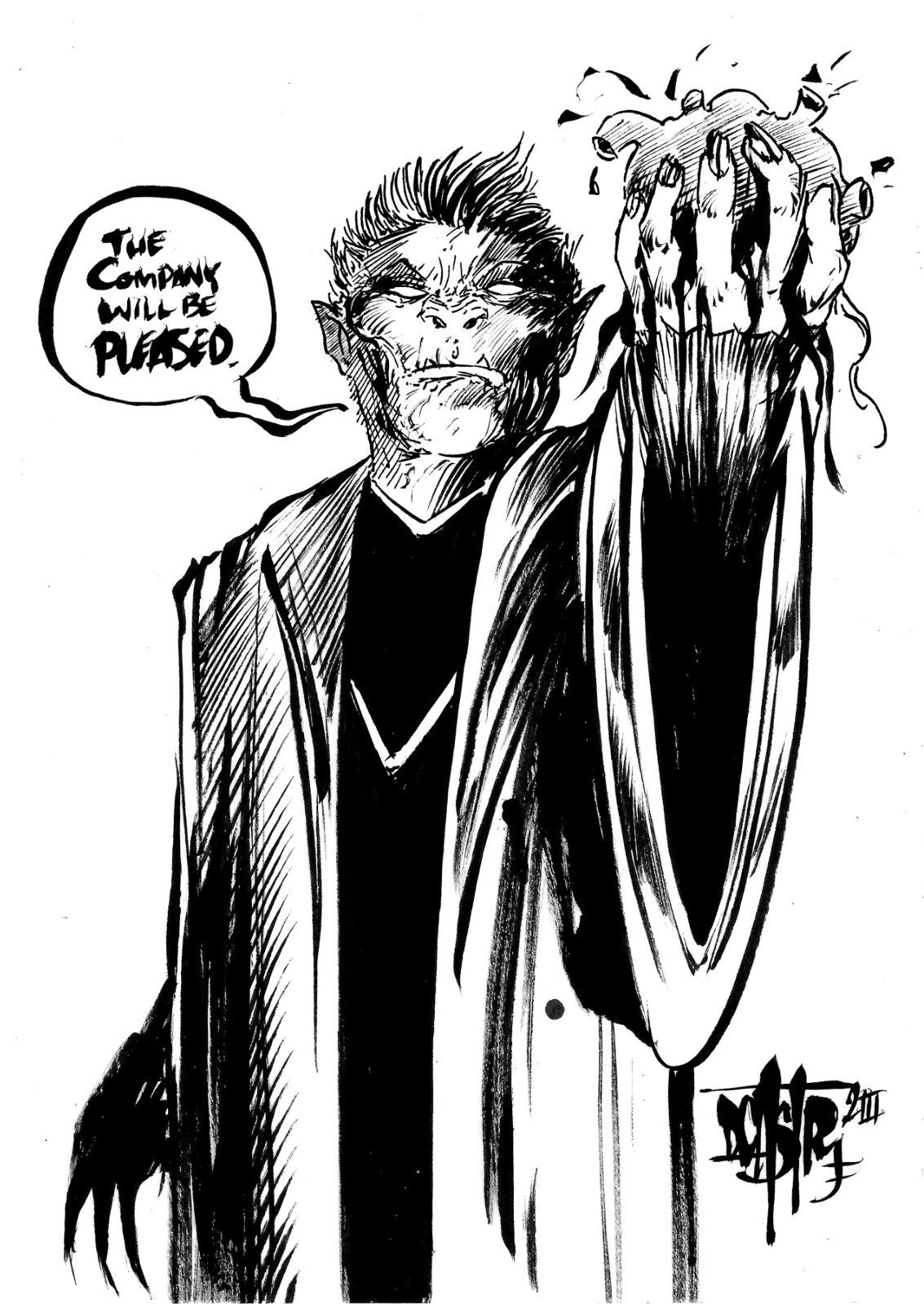 Company Man (2023) Original 6 X 8" Dave Castr Horror Comic Art With ARG COA 78