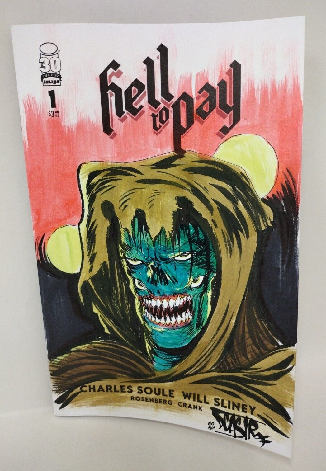 Hell To Pay #1 (2022) Blank Cover Image Comic W Original Dave Castr Art ARG COA