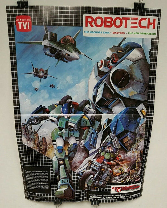 Robotech (1985) Comico Retailer Promotional Poster 20x28" Unused Folded