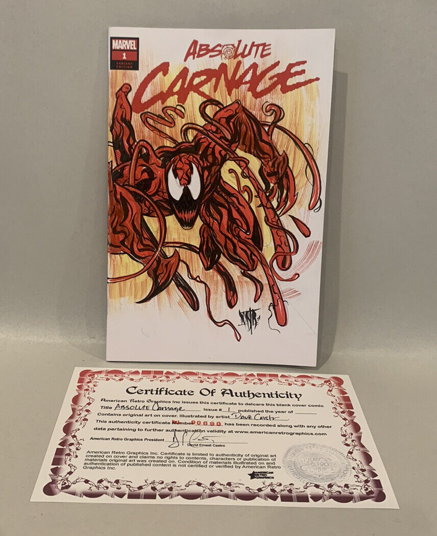 ABSOLUTE CARNAGE #1 Blank Sketch Variant Cover Comic W Original Dcastr Art