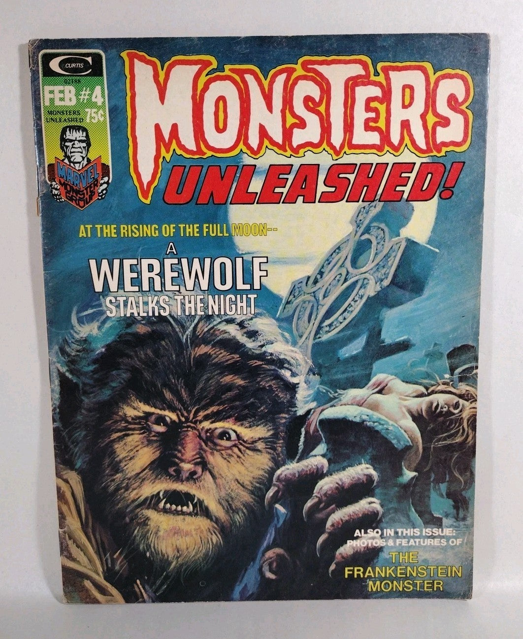 Monsters Unleashed Magazine #4 (1974) Marvel Curtis Werewolf Horror Reader Copy
