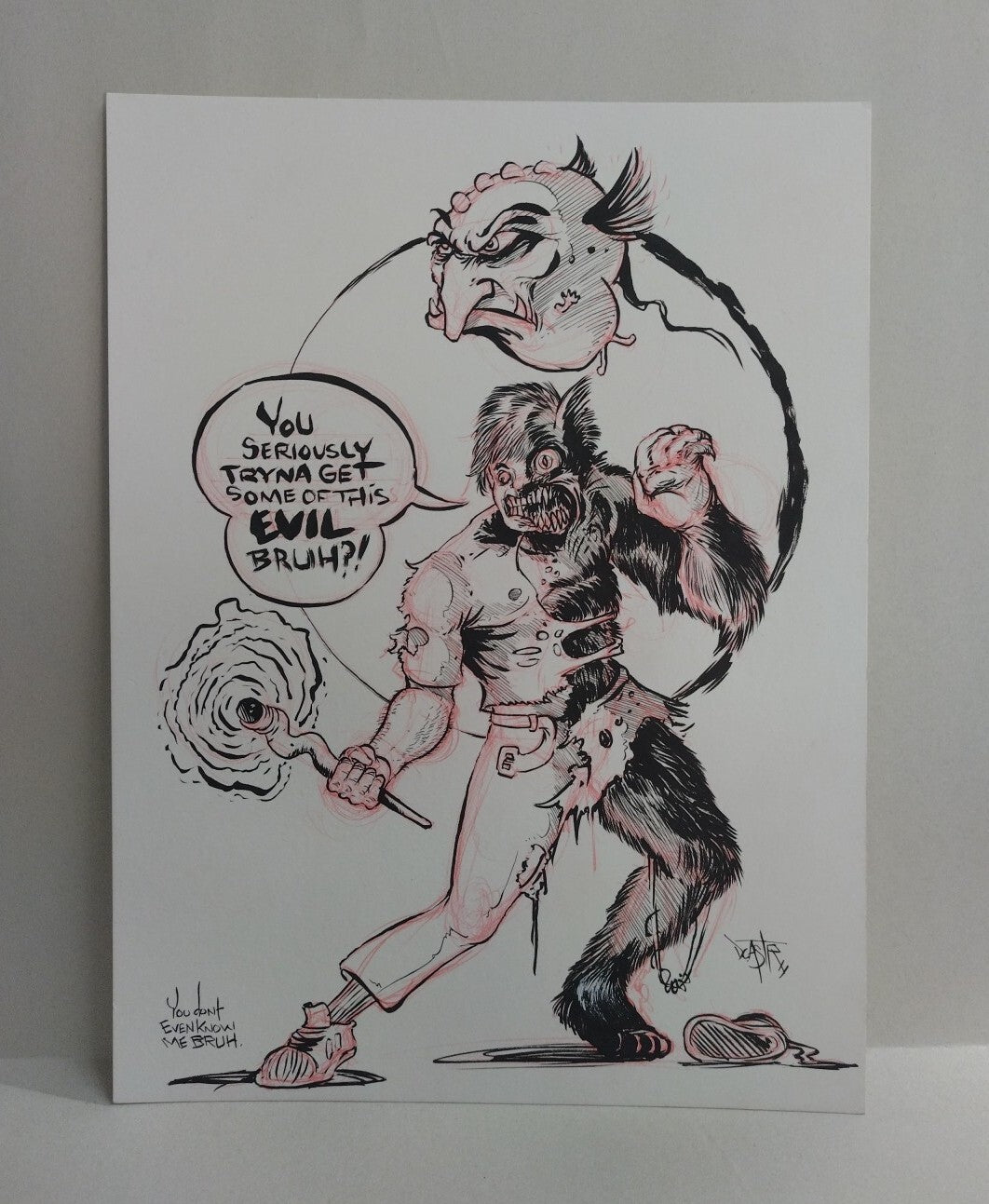 You Don't Even Know Me 9 x 12" Original Dave Castr Comic Illustration Art W COA