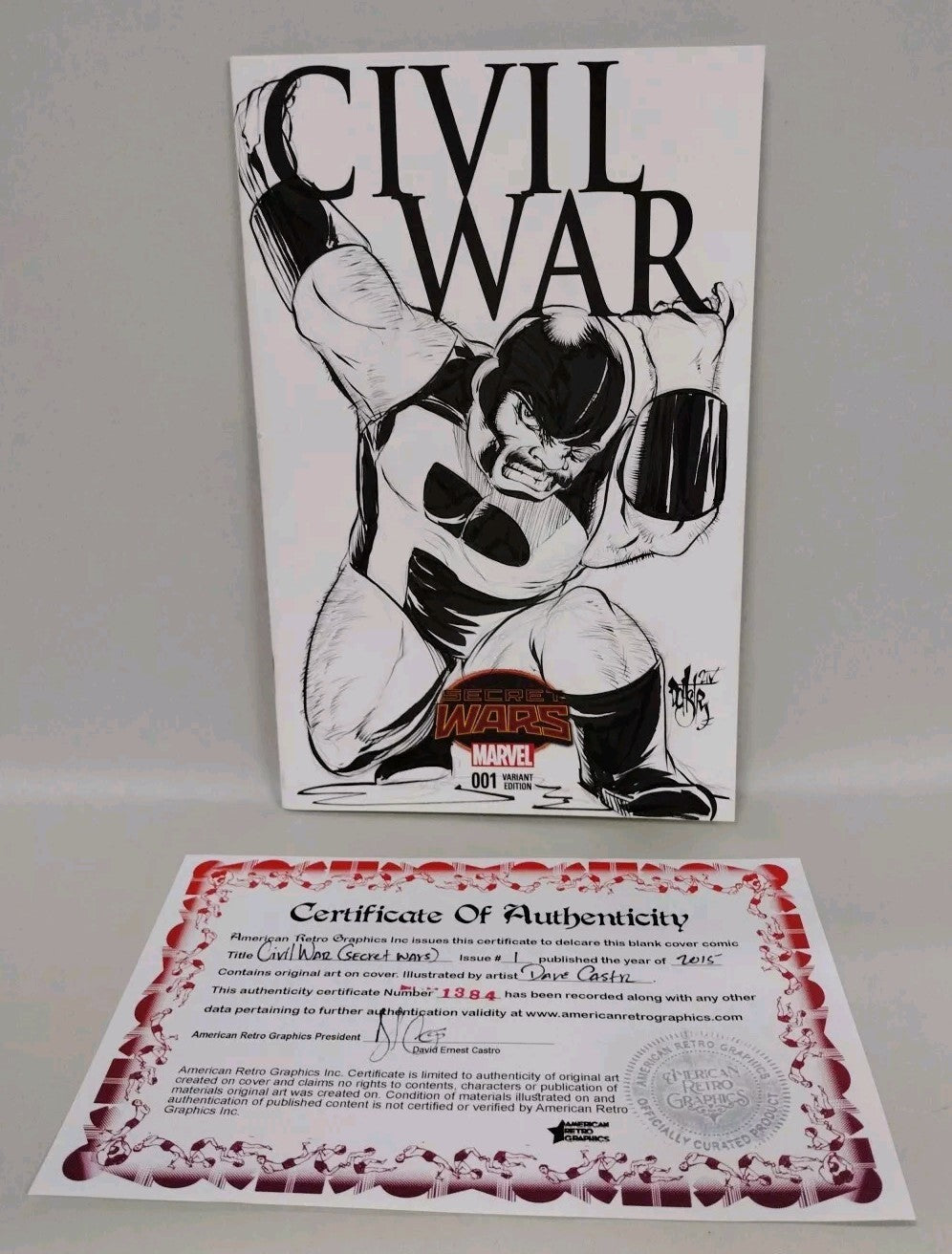 CIVIL WAR #1 (2015) Marvel Sketch Variant Comic W Original DCastr Puck Art