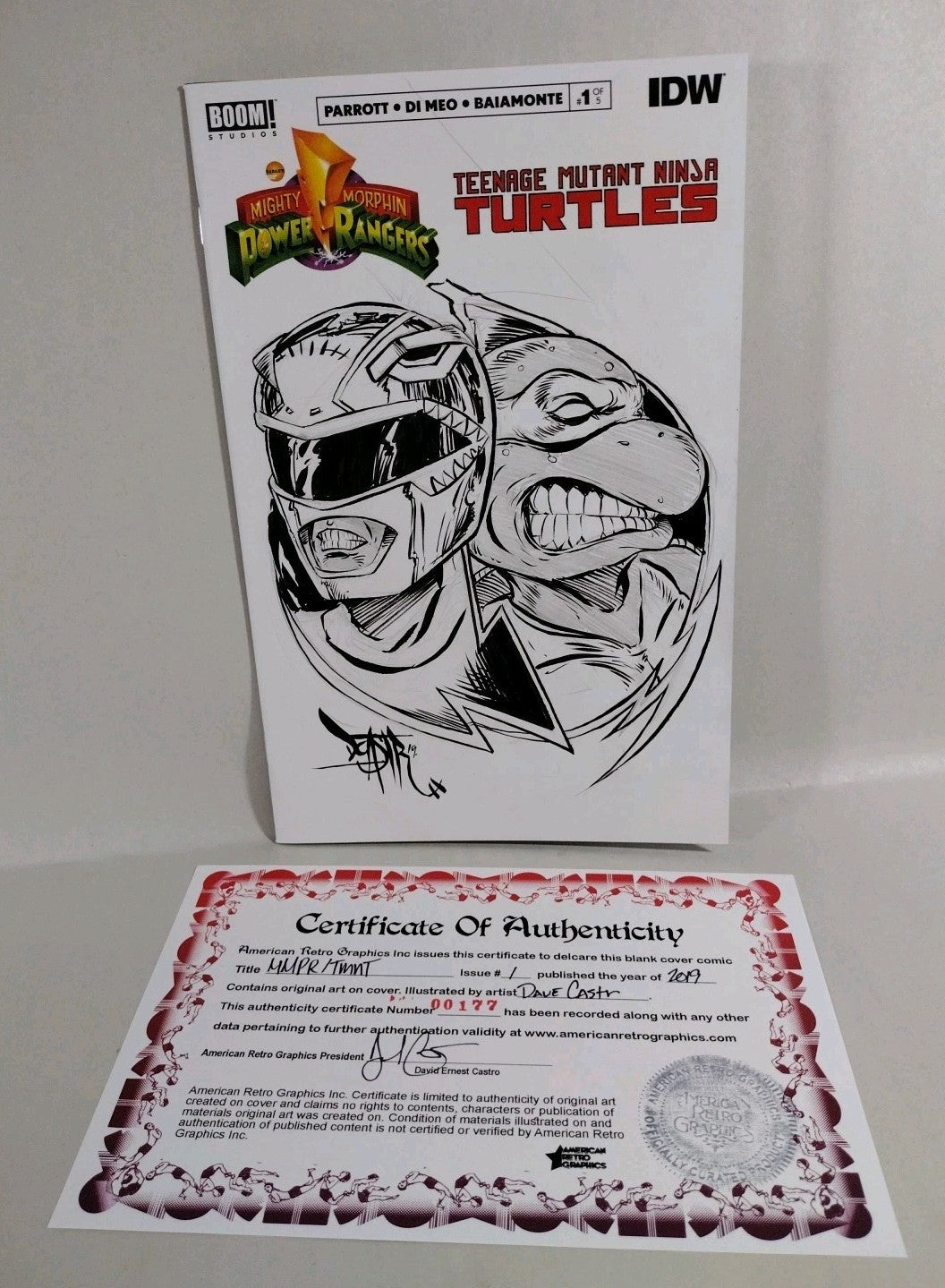 MMPR TMNT 1 (2019) IDW BOOM Sketch Cover Variant Comic W Original Dave Castr Art
