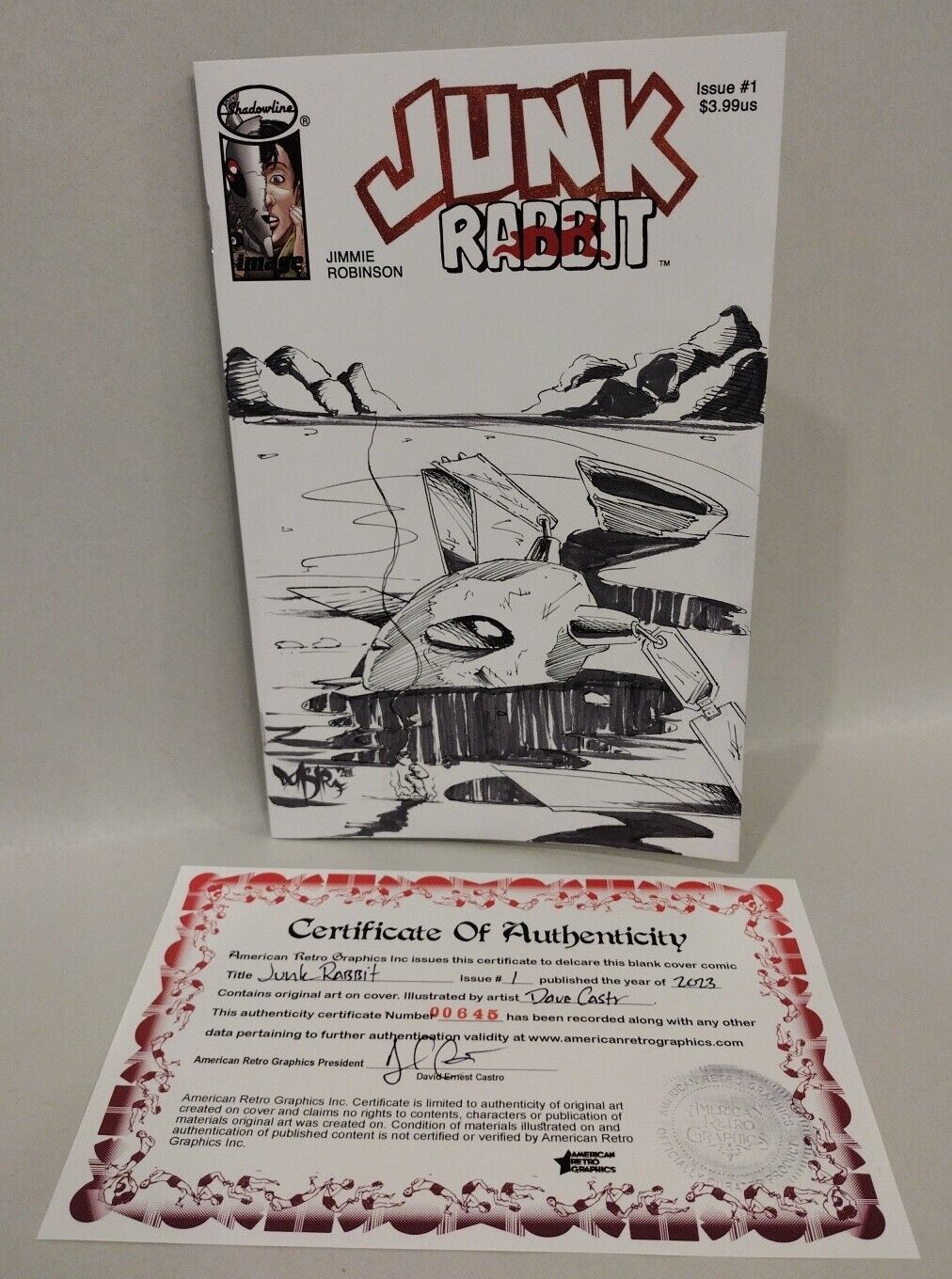 Junk Rabbit 1 (2023) Image Blank Comic Variant W Original Dave Castr Art COA