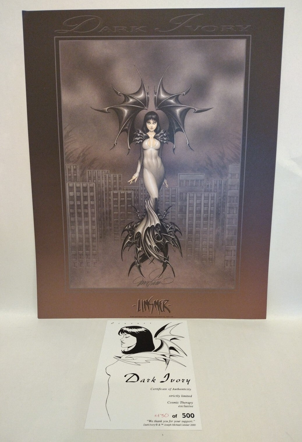 Joseph Michael Linsner (2000) Dark Ivory 20 X 16 Print Signed #'d 430/500 W COA