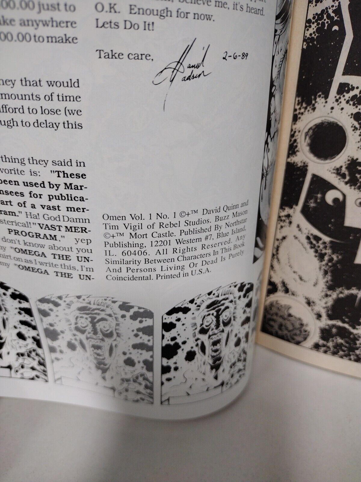 Omen (1989) Complete Northstar Comic Set #1 2 3 Tim Vigil David Quinn Sci-Fi