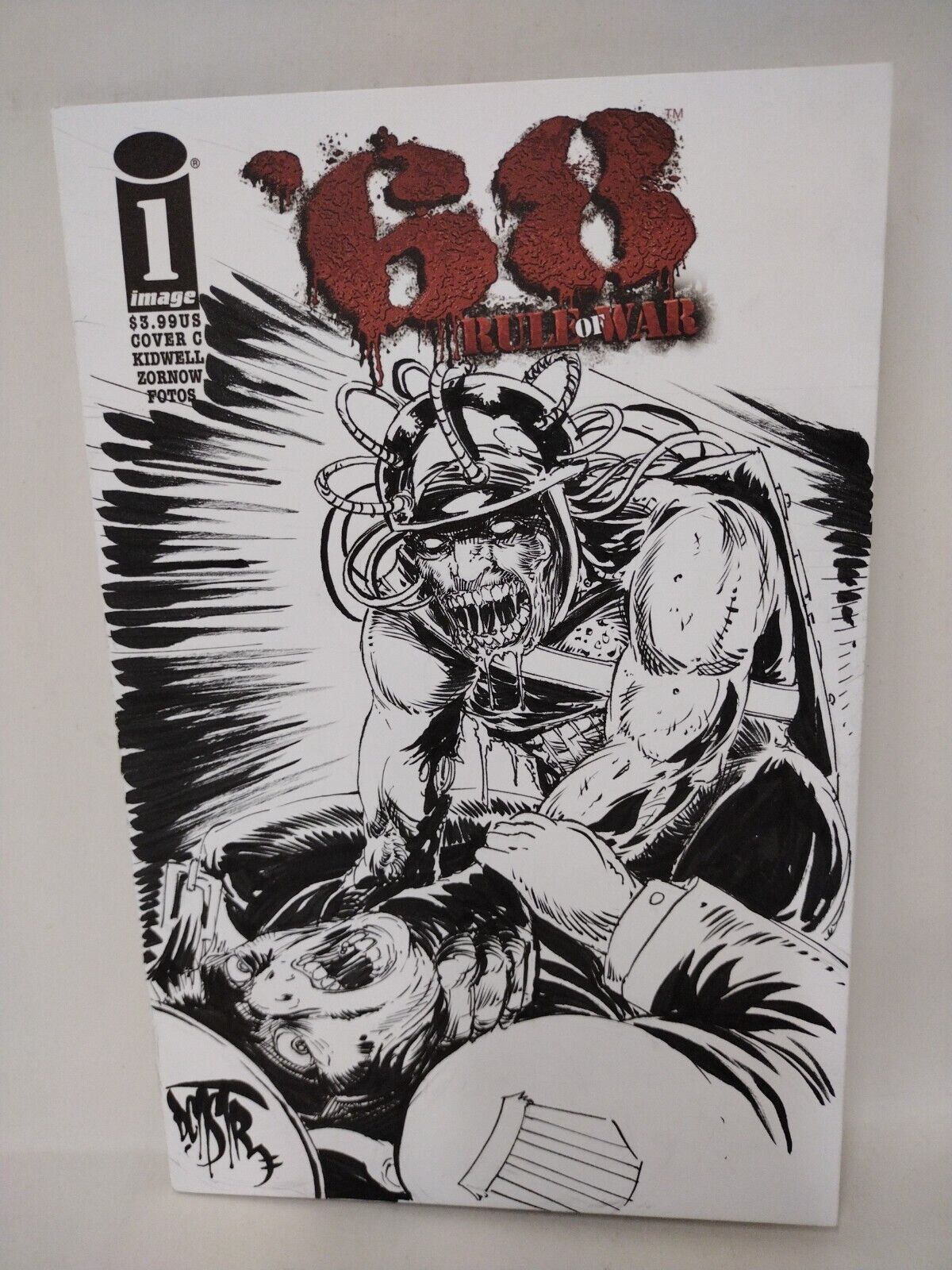 68 Rule Of War #1 Blank Variant Image Comic w Original Dave Castr Zombie Art COA