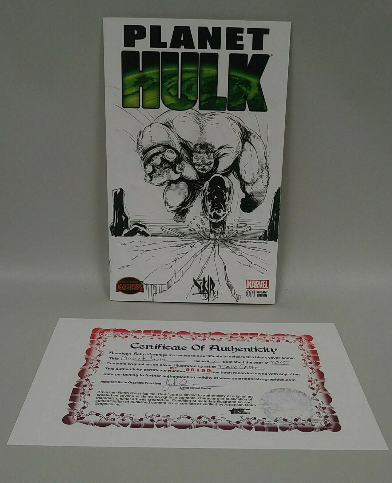 Planet Hulk 1 (2015) Blank Cover Variant Comic W Original Dcastr Art ARG COA 150