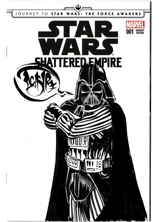 Star Wars Shattered Empire #1 Marvel Comics Blank Cover Variant w Original Art