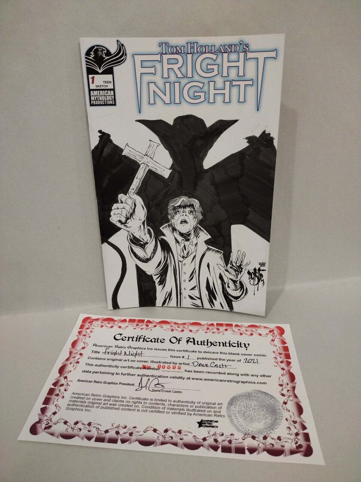 Tom Holland's Fright Night #1 Blank Cover Variant W Original Dave Castr Art COA