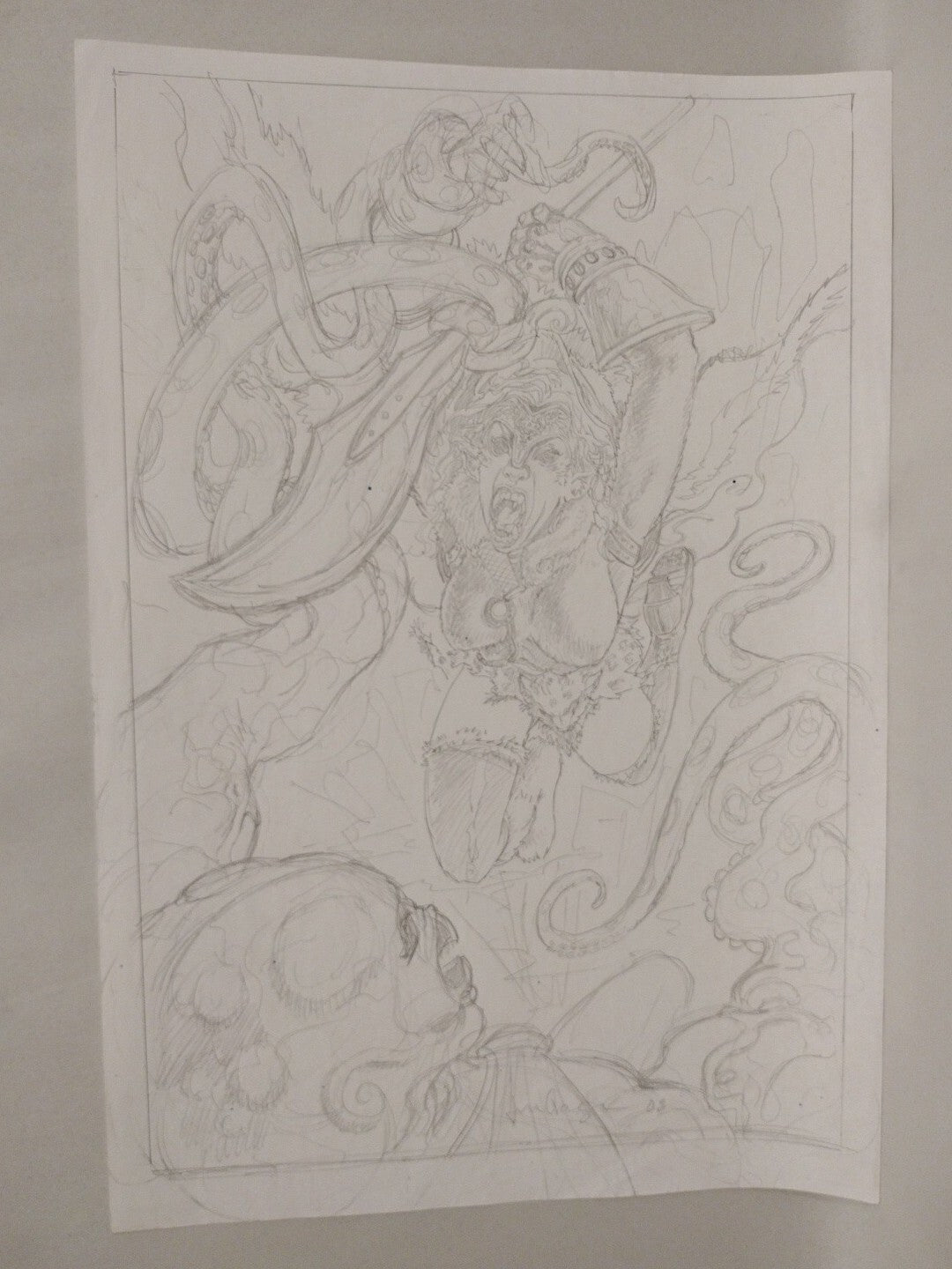 Sar-Na Original Jason Crager Fantasy Comic Preliminary Pin-Up Art 11 X 17 Signed