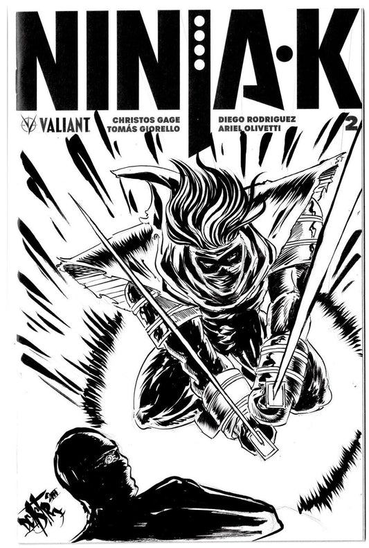 NinjaK #2 (2017) Blank Cover Valiant Comic W Original Dave Castr Art ARG COA