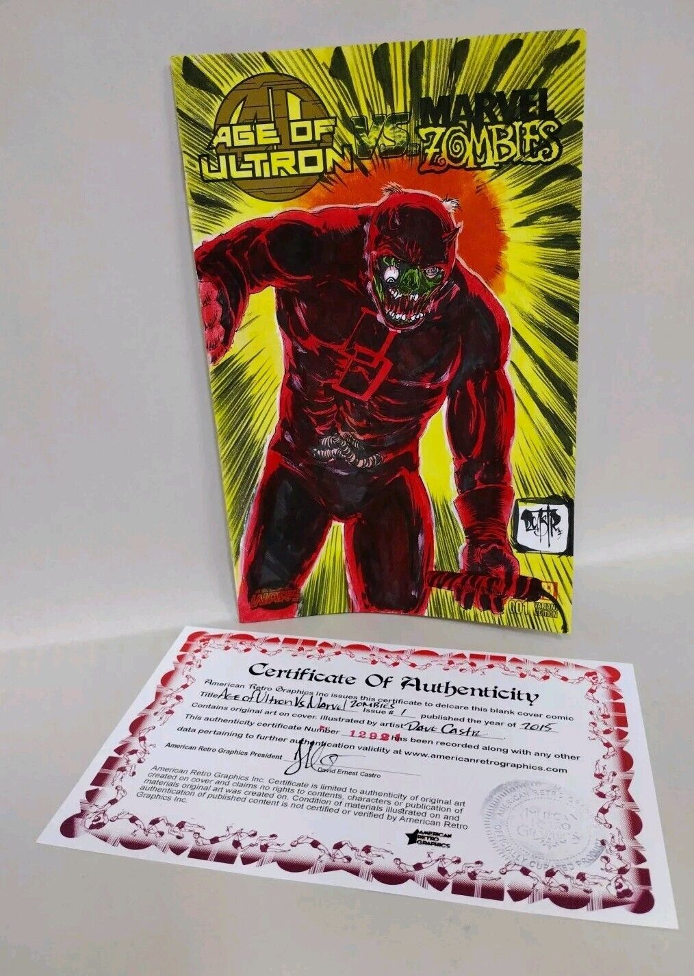 Age of Ultron vs Marvel Zombies #1 Sketch Cover Var w Original Art Dave Castr 