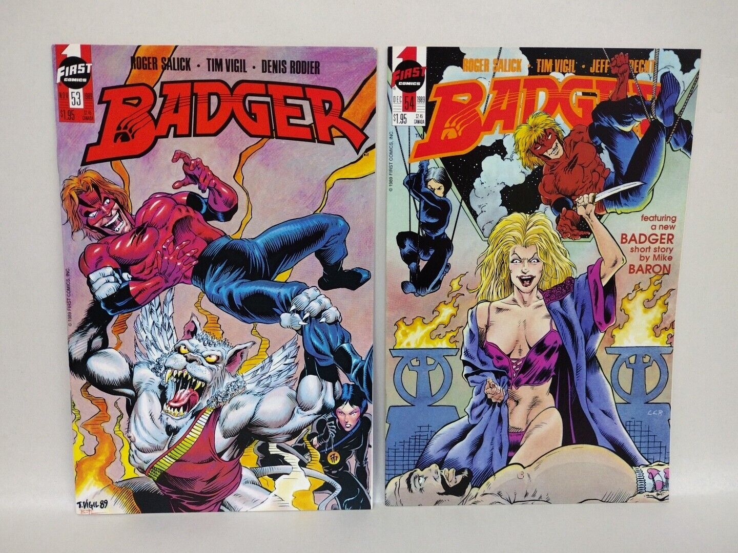 Badger #53 54 (1989) First Comic Set "Behind The Black Door" Pt 1 2 Tim Vigil