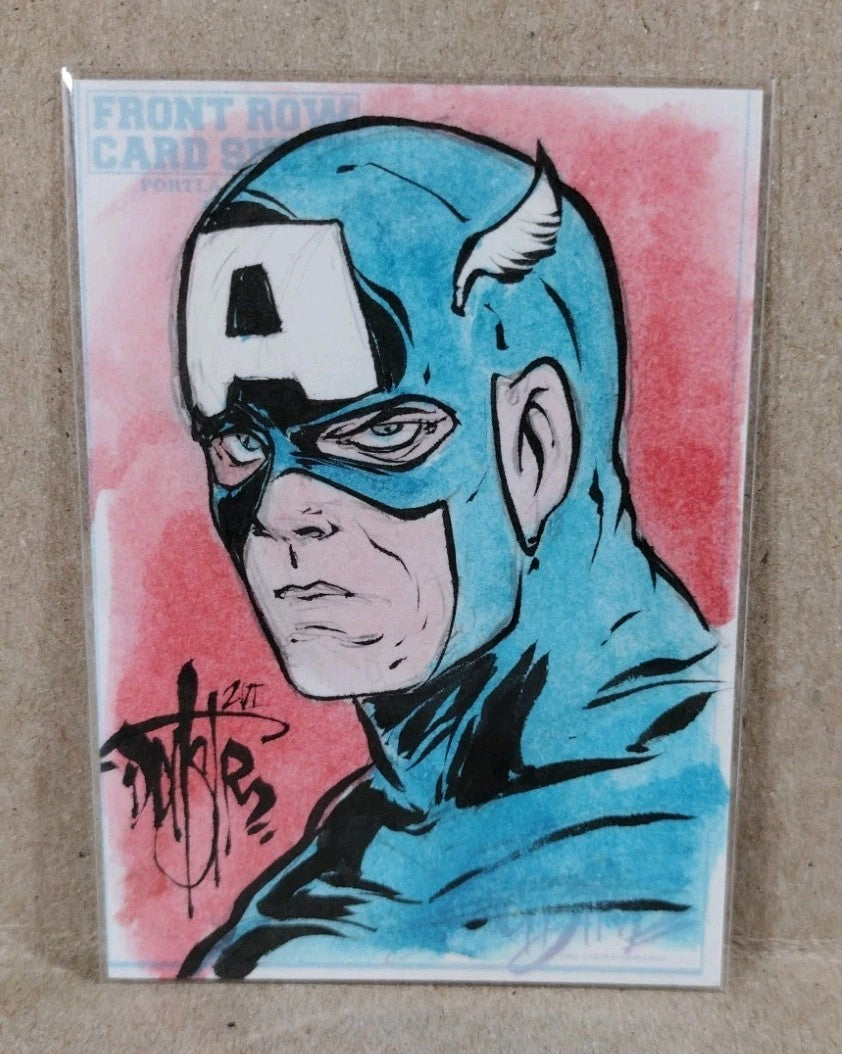DCastr 2025 Front Row Show Exclusive Sketch Card W Original Captian America Art