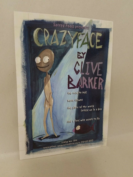 Crazyface By Clive Barker 4x6 Sacred Fools Postcard Los Angeles Theater