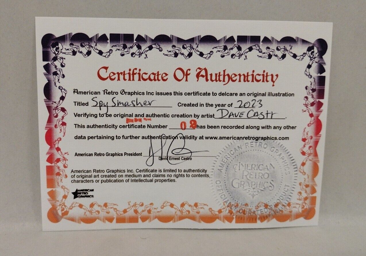 Original Comic Art "Spy Smasher" By Dave Castr W American Retro Graphics COA