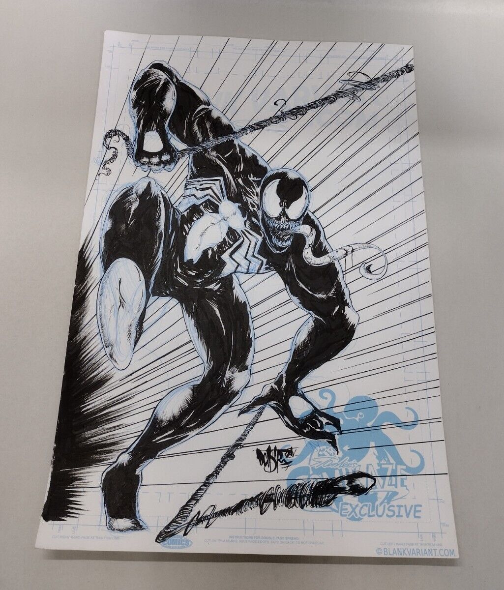 Venom Comikaze Original Illustration (2024) 11 X 17" Signed Dave Castr W COA