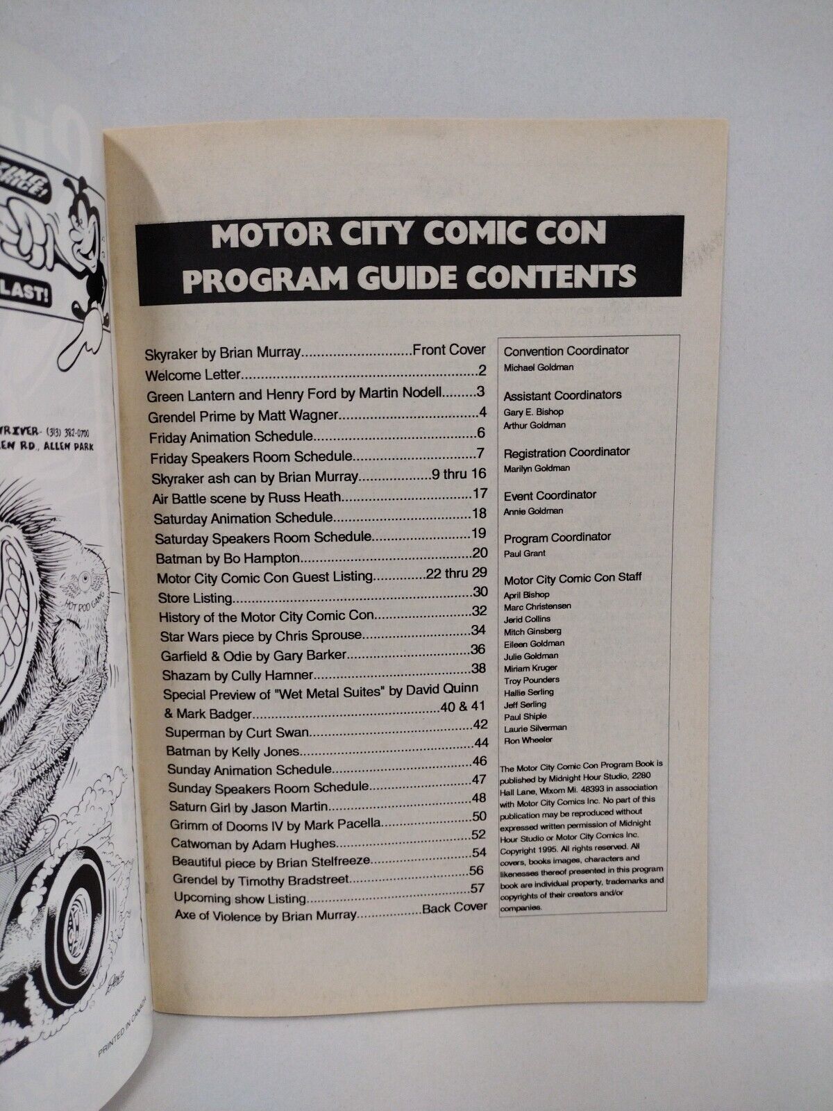 Motor City Comic Con 1995 Program Brian Murray Cover Art Chris Sprouse Pin Up 