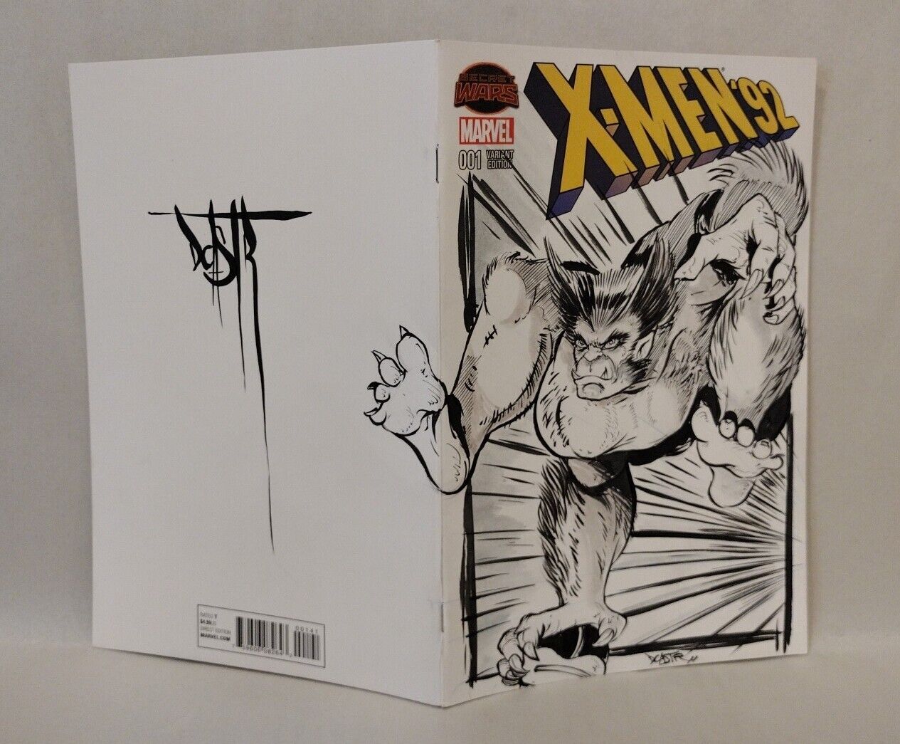 X-Men '92 #1 Marvel Blank Sketch Cover Comic w Original Dave Castr Beast Art