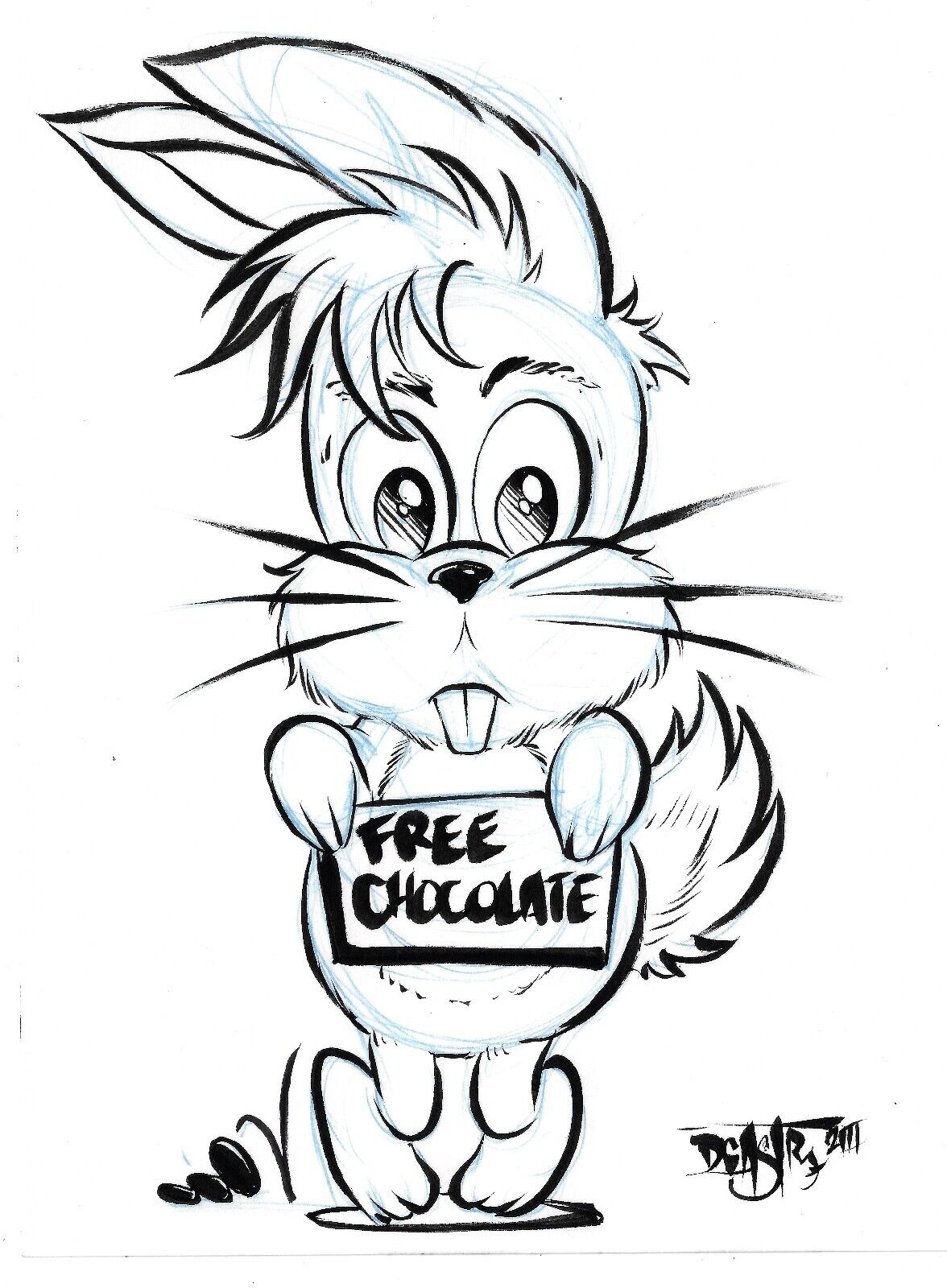 Original Comic Cartoon Art "Free Chocolate" W American Retro Graphics COA #09