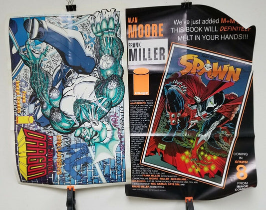 Lot Of 2 (1992) Image Comic Posters Spawn & Savage Dragon 25.75 x 17"