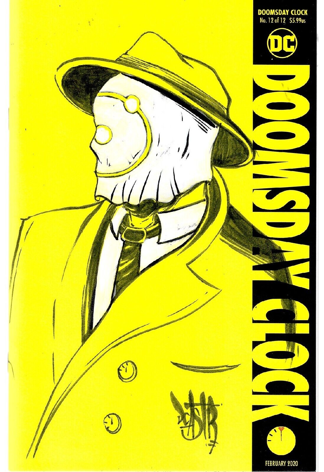 Doomsday Clock #12 (2020) DC Blank Cover Variant W Original Rorschach Art ARG