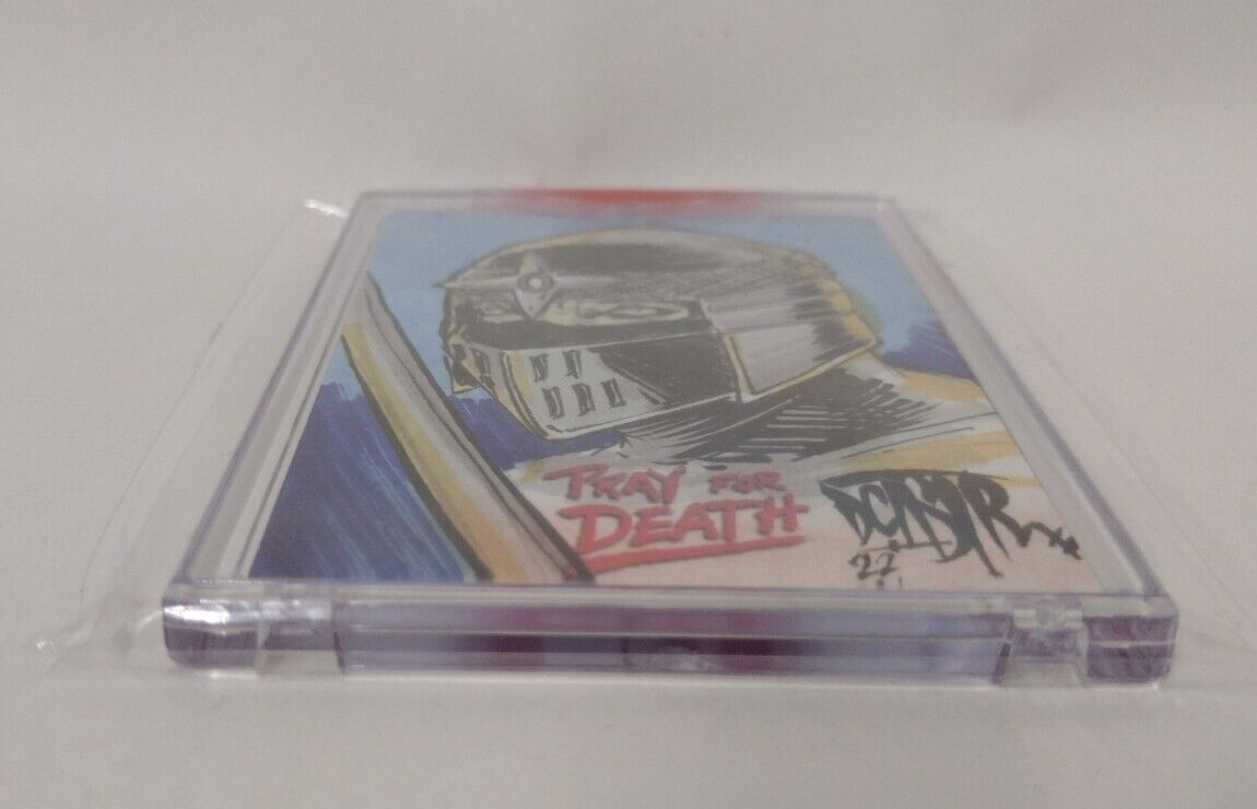 Pray For Death (2022) American Retro Graphics Sketch Card w Original DCastr Art