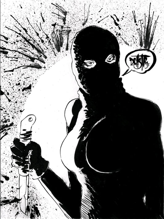 Night Killer (2023) Original 8 X 6" Dave Castr Horror Illustration Art W ARG COA