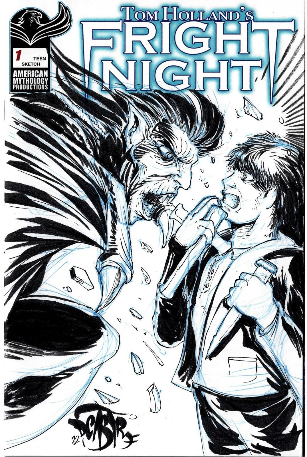 Tom Holland's Fright Night #1 Blank Cover Variant W Original Dave Castr Art COA