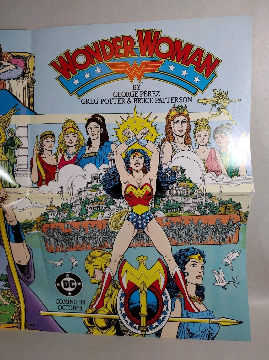 Wonder Woman 22 X 16" (1986) DC Comics George Perez Promotional Poster Folded