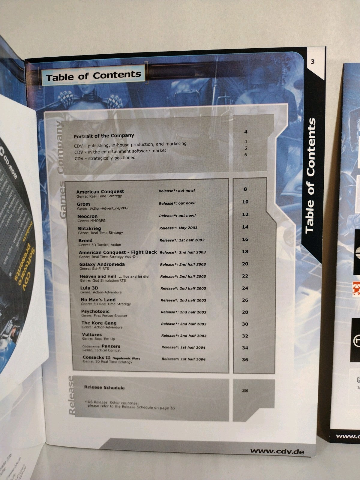CDV Video Game Company E3 2003 Product Catalog w/CD Blitzkrieg Lula 3D Vultures