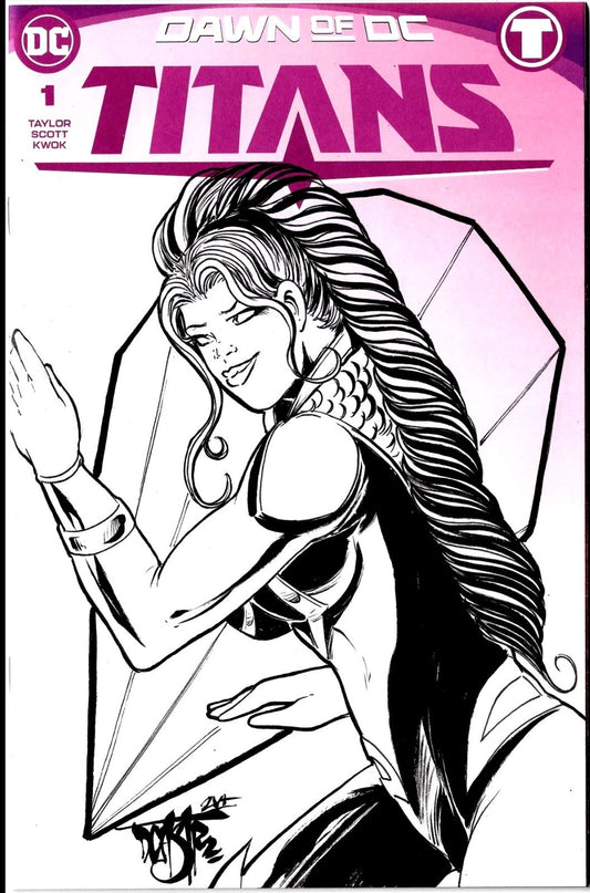 Titans #1 (2023) DC Comic Sketch Variant Cover w Original Starfire DCastr Art