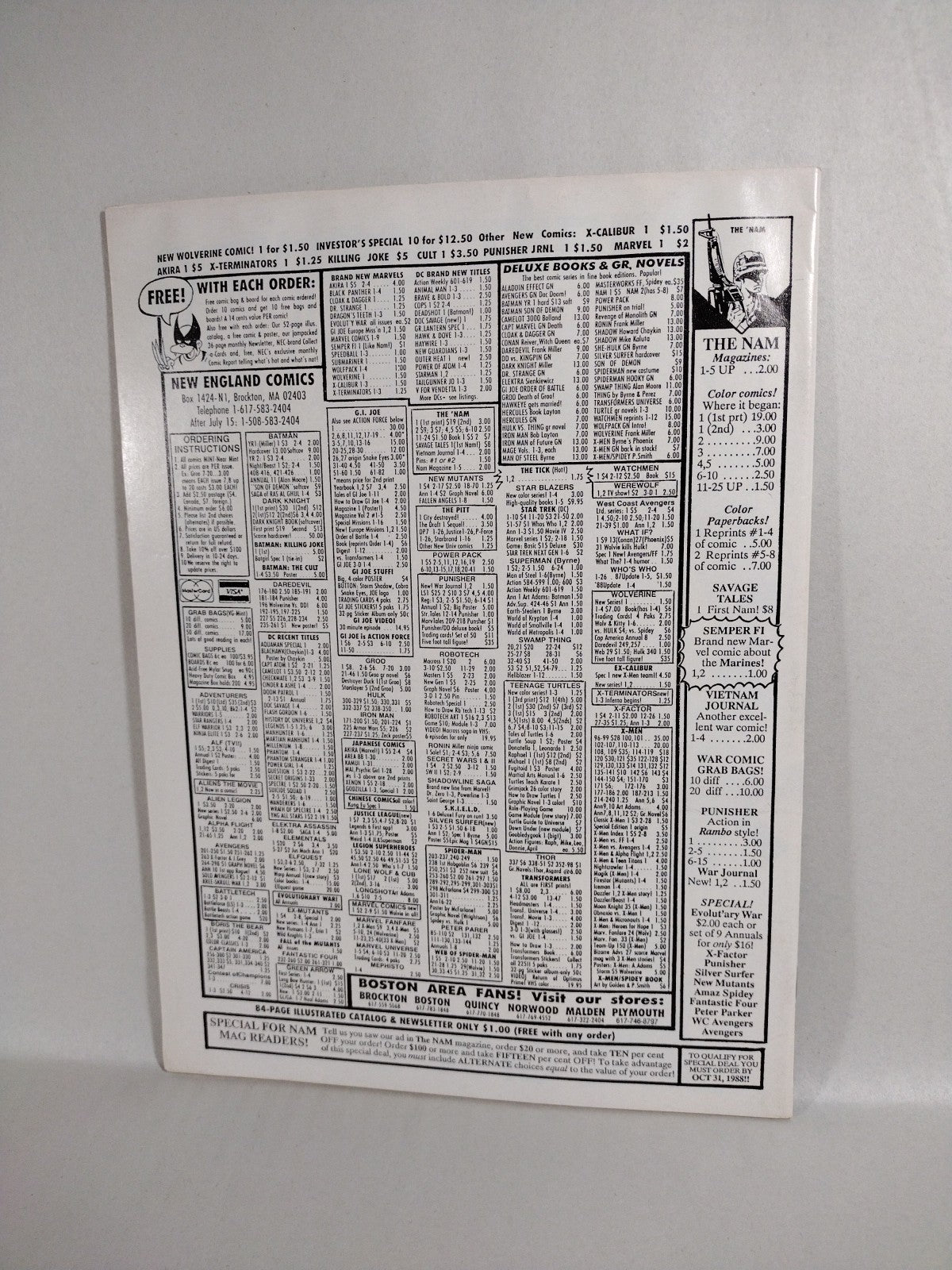 The NAM Magazine (1988) Marvel Comic Lot Set #1 2 3 4 5 7 Michael Golden FN