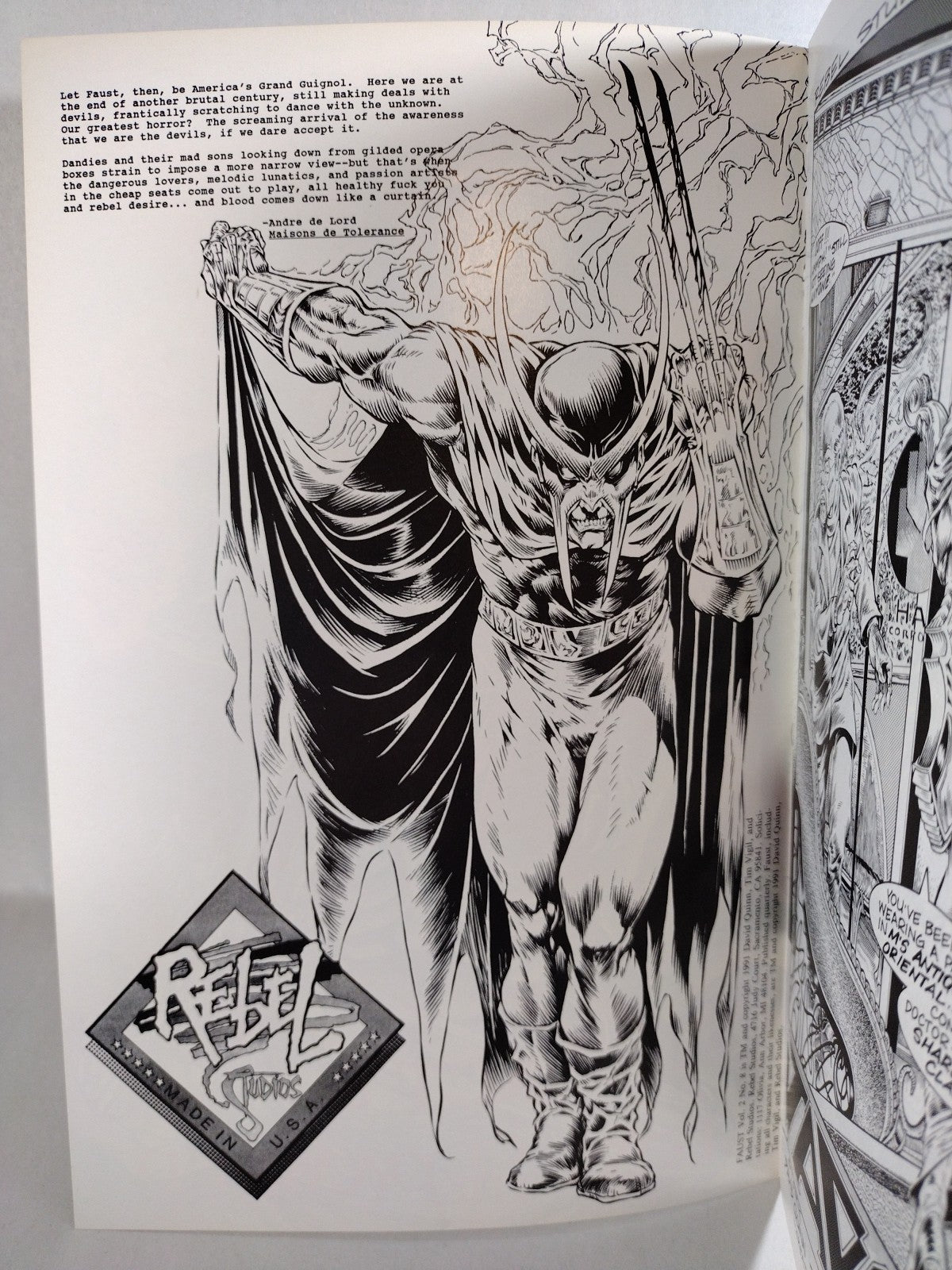FAUST LOVE OF THE DAMNED Act 8 (1991) Rebel Studios Comic Tim Vigil 1st Print VF