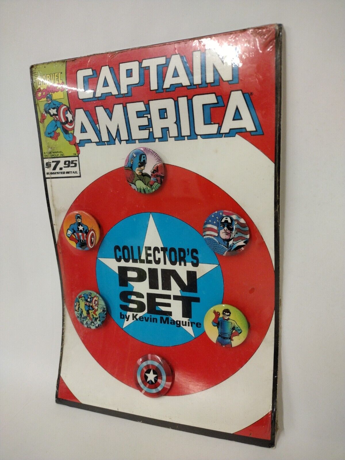 Captain America Collector's Marvel Pin Set (1990) Kevin Maguire Art Red Skull